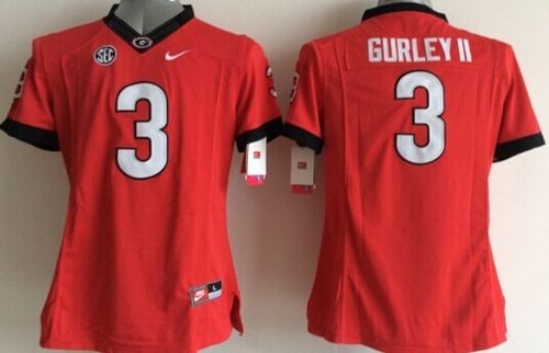 Bulldogs #3 Todd Gurley II Red Women's Stitched NCAA Jersey